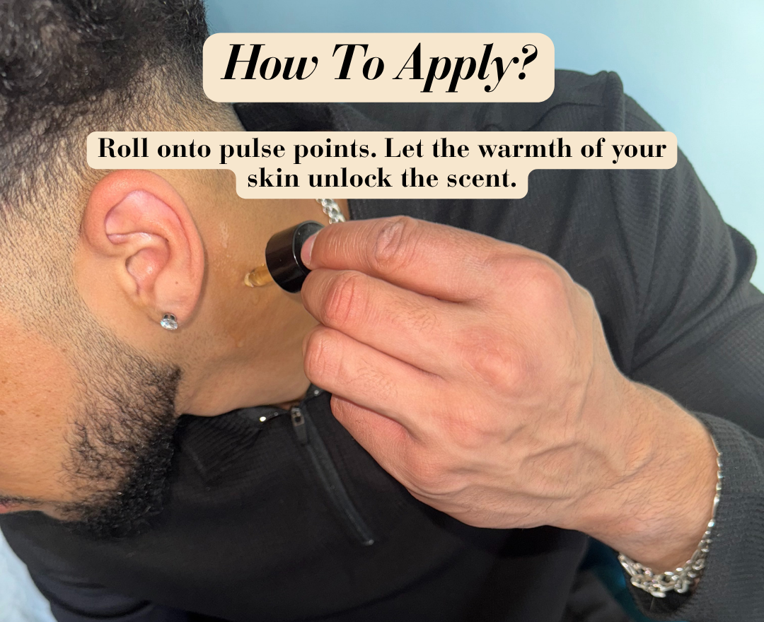 Person applying a product to their ear with text on how to apply it.